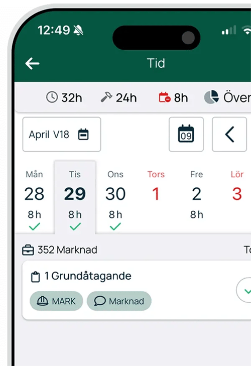 Schema för byggbolag. Allt grafiskt och enkelt visualiserat med Next.