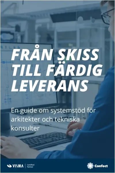 Omslag till guiden om affärssystem för arkitekter och tekniska konsulter